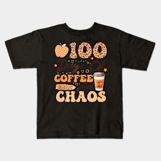 100 Days Of Coffee And Chaos 100Th Day Of School For Teacher Kids T-Shirt